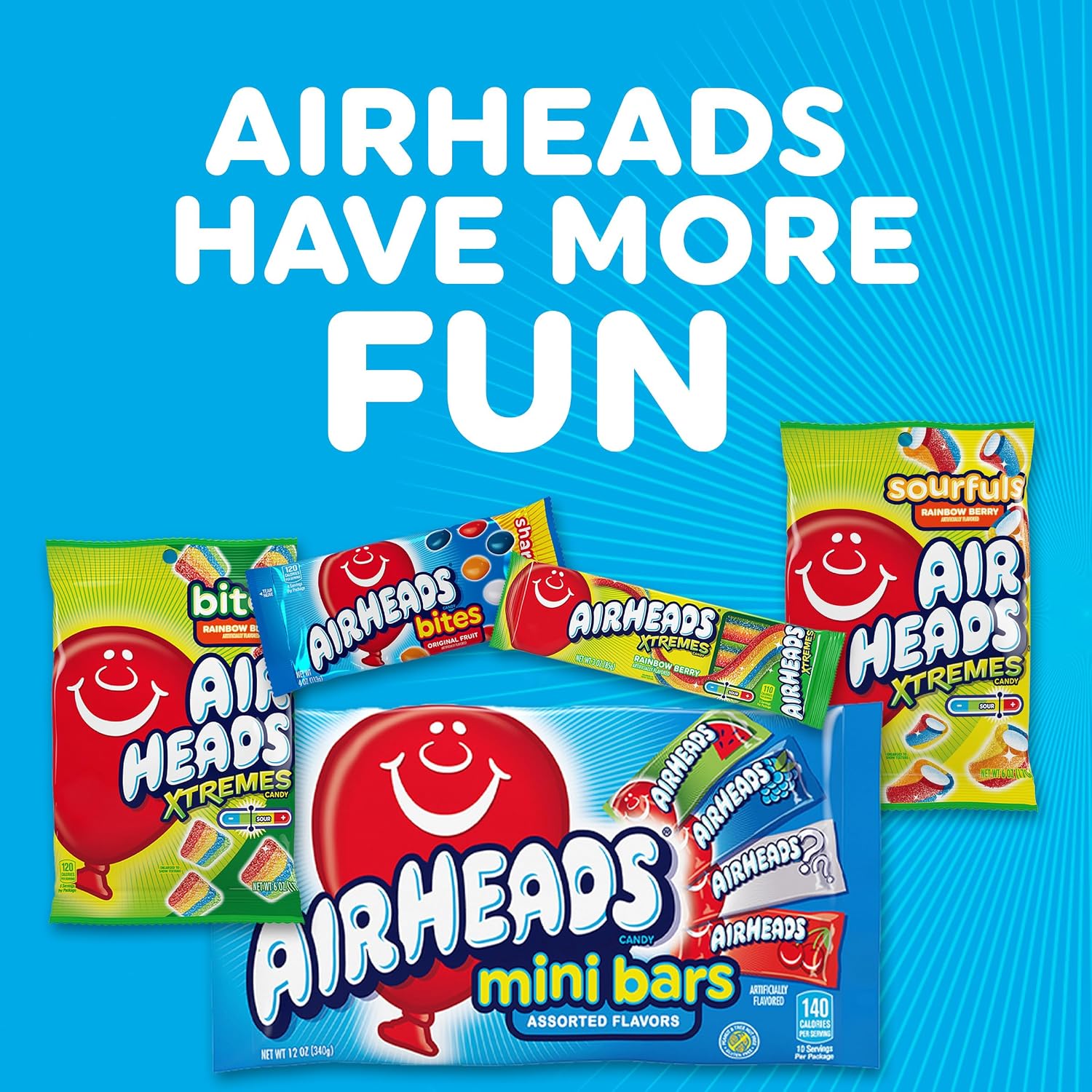 Thumbnail 6 de Airheads 73390002206 Blue Raspberry Taffy Candy Bars, 36 Count