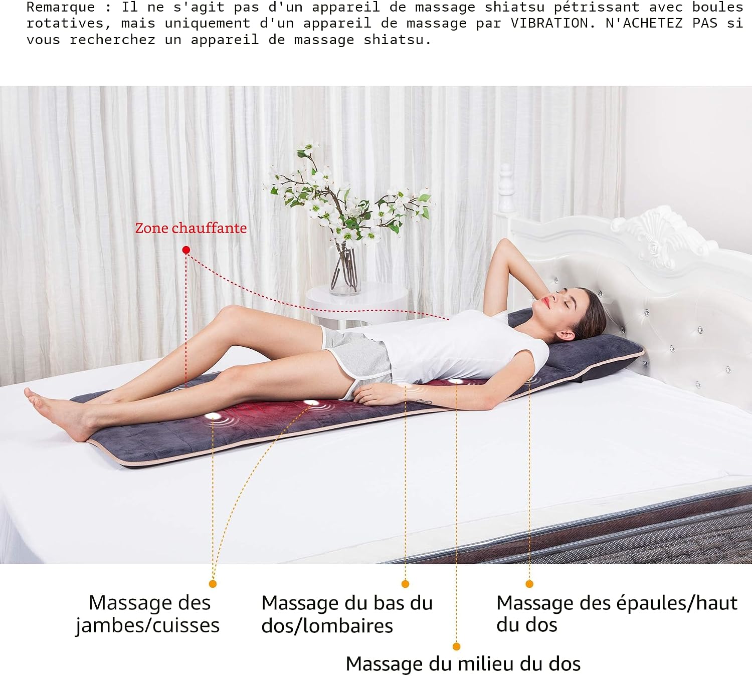 Thumbnail 1 de Snailax Matelas Massant Chauffant pour Corps Entier – 10 moteurs, 5 modes et 4 zones chauffantes