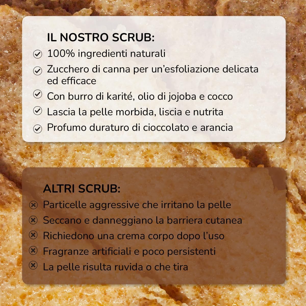 Detalle 2 de Active Luxe Premium Sugar Scrub: Scrub Corpo esfoliante al profumo di cioccolato & arancia, 220 g