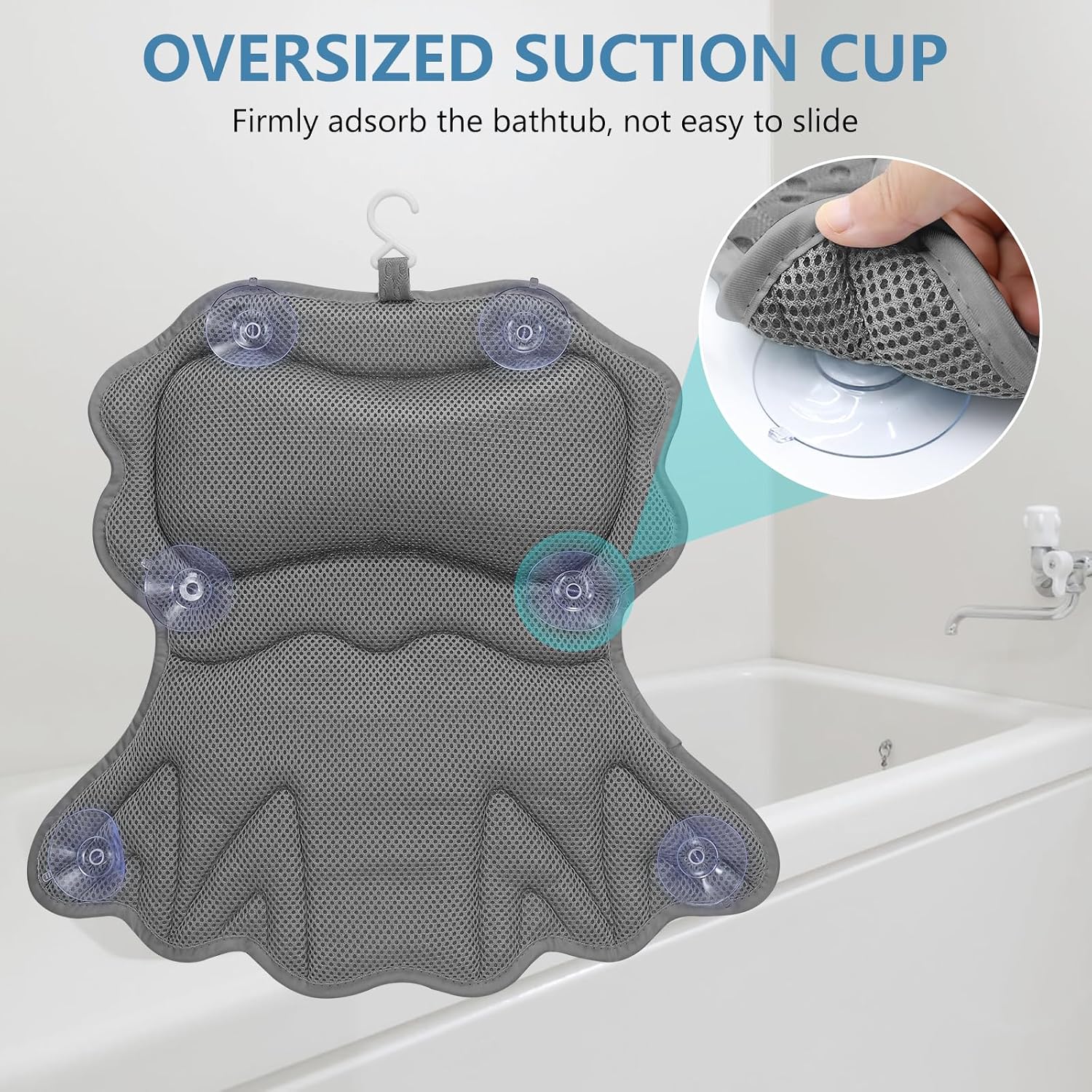 Thumbnail 2 de SetSail k079 Bath Pillow, Ergonomic 4D Mesh with Six Suction Cups