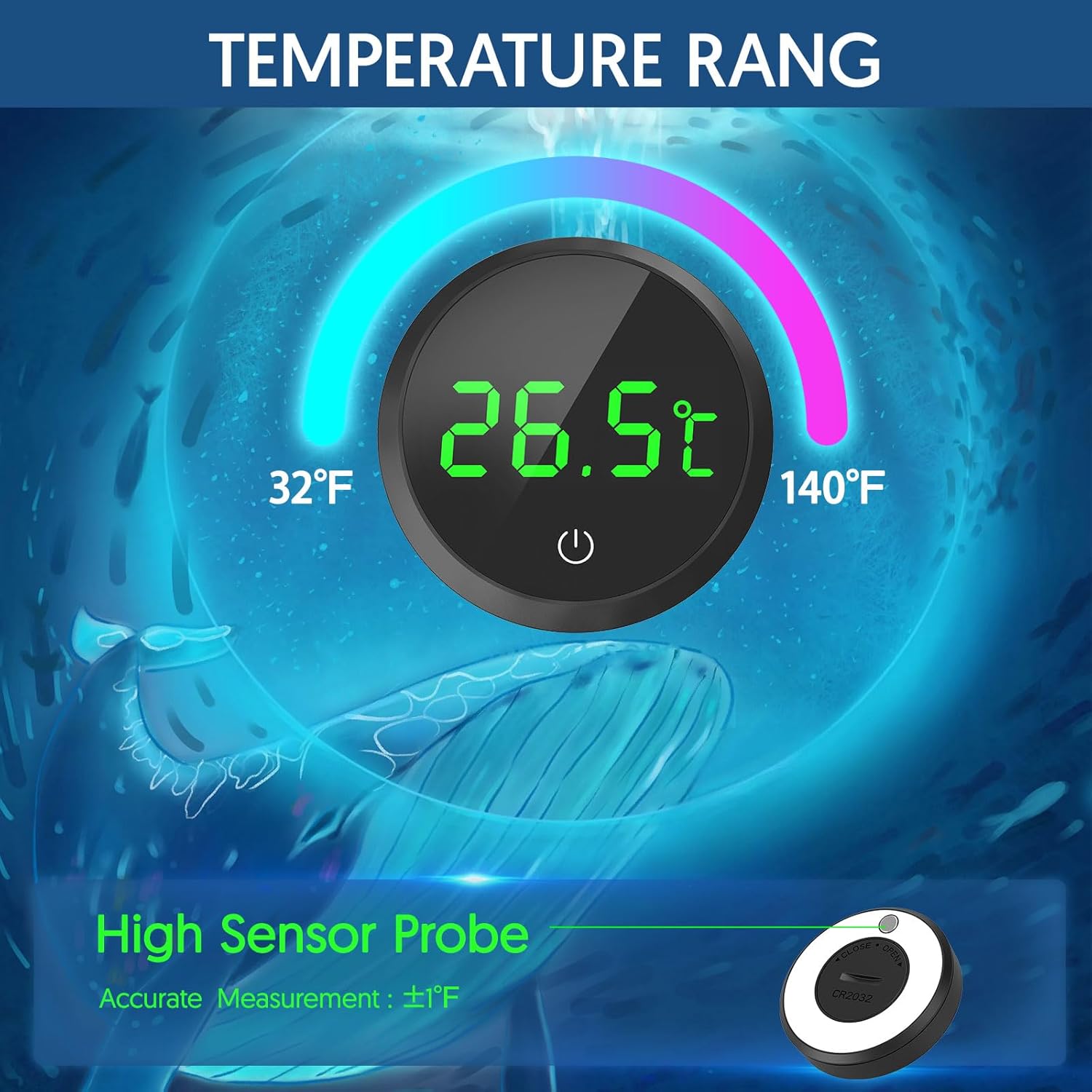 Detalle de QZQ Fish Tank Thermometer 1°C precision