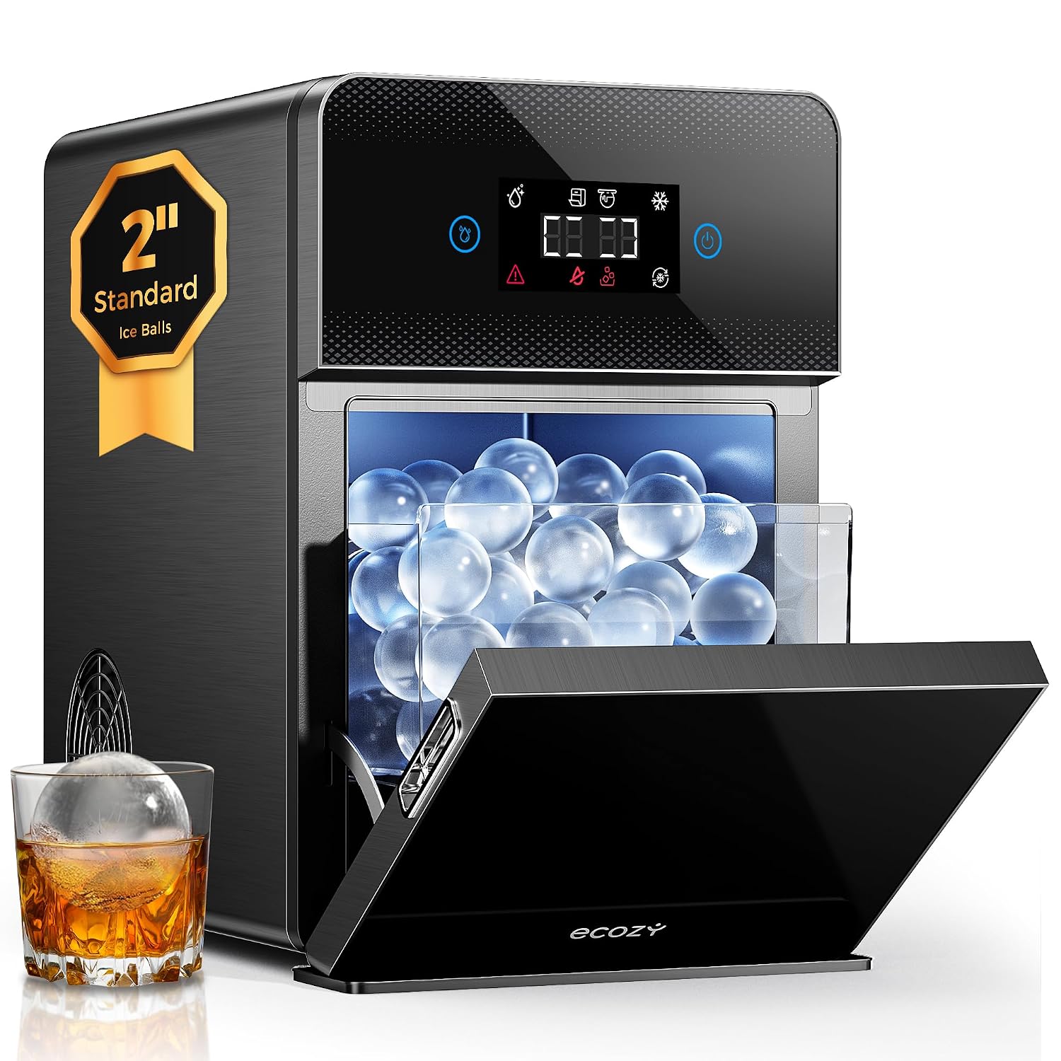 Detalle de ecozy IM-BM401C 2-Inch Clear Ice Ball Maker with CrystalFlux Technology