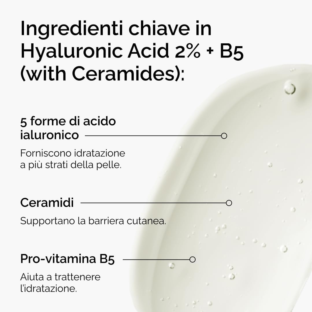 Detalle 2 de The Ordinary Hyaluronic Acid 2% + B5 (with Ceramides) 30 ml: idratazione multi-strato con ceramidi