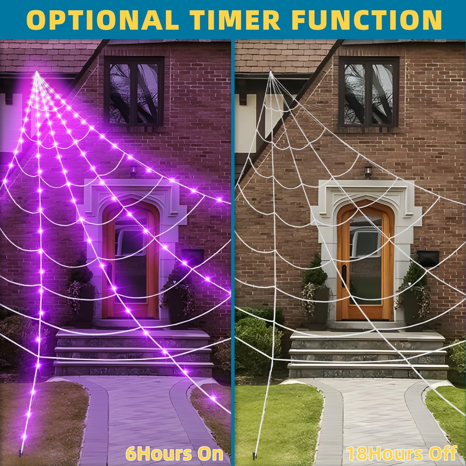 Thumbnail 6 de inin IN-001 200-Inch Halloween Spider Web with 250 Purple LED Lights
