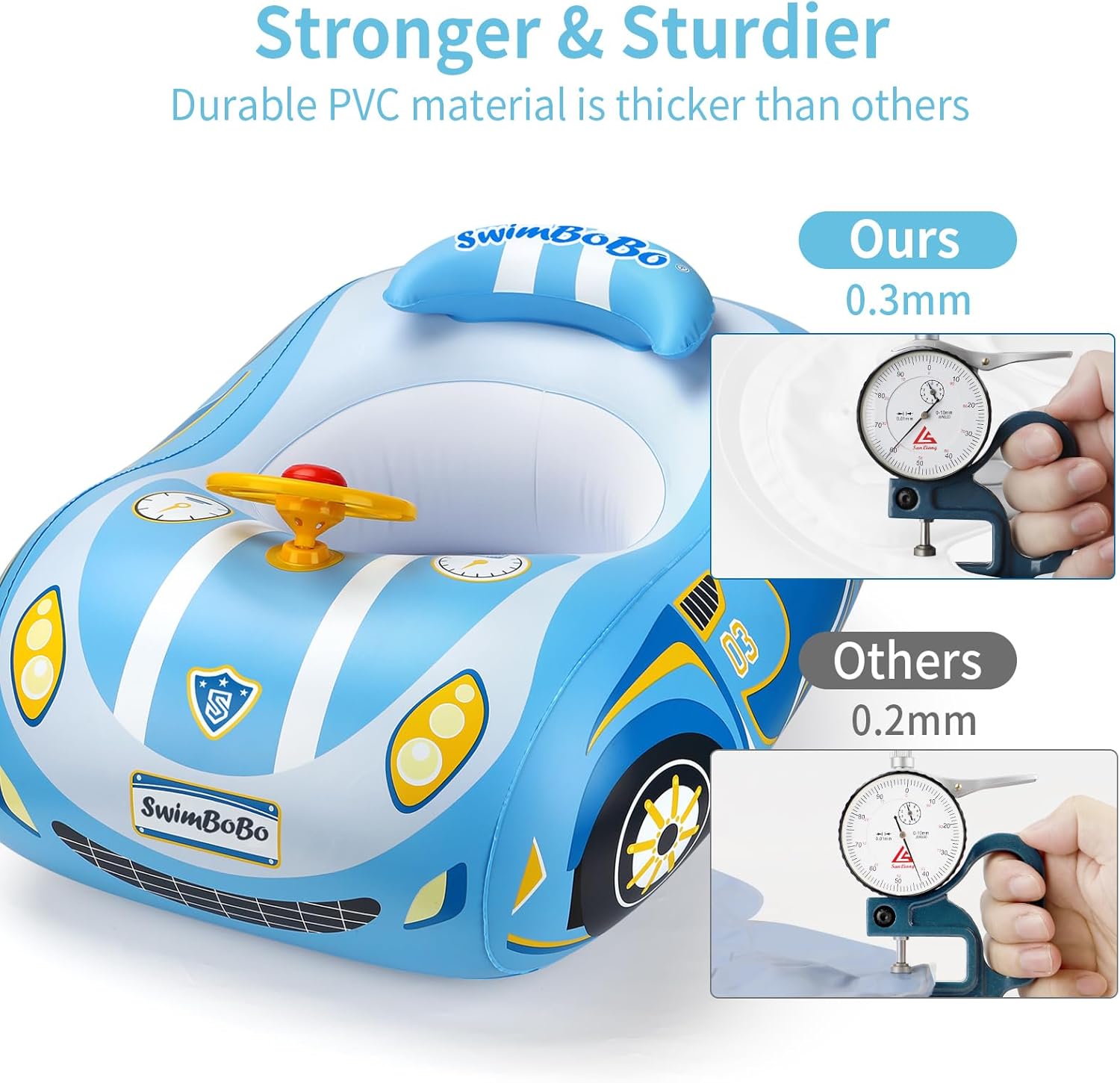 Thumbnail 2 de Swimbobo Toddler Pool Float with Seat – Car Boat Inflatable Ride-on