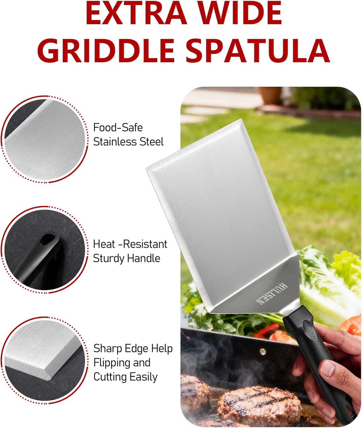 Detalle 2 de HULISEN Stainless Steel Griddle Spatula 12in