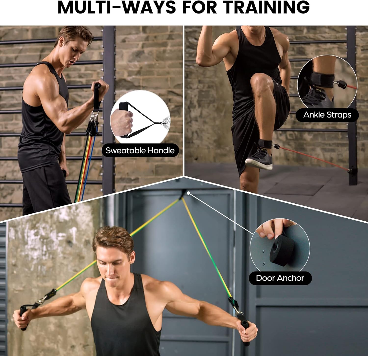 Thumbnail 4 de Odoland Élastiques de Musculation - Set Bandes d’Exercice (Kit 5 tubes + 4 bandes) avec Accessoires