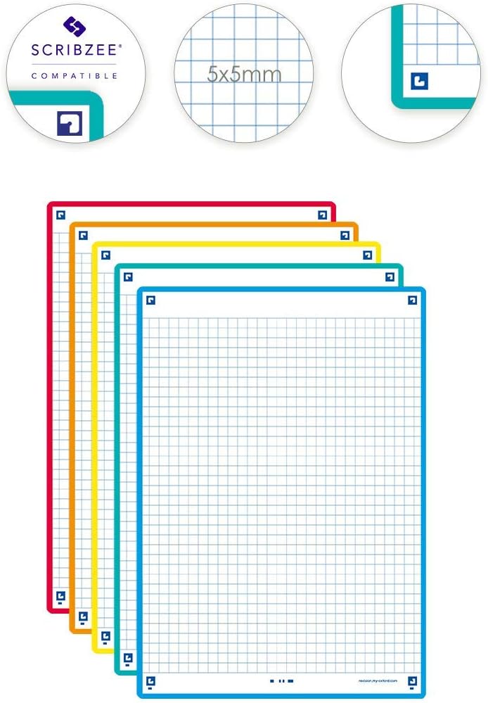 Detalle de Oxford Révision 2.0 – Fiches Bristol A5 50 unités, cadre turquoise, rayure 5x5 (Recto/Verso)