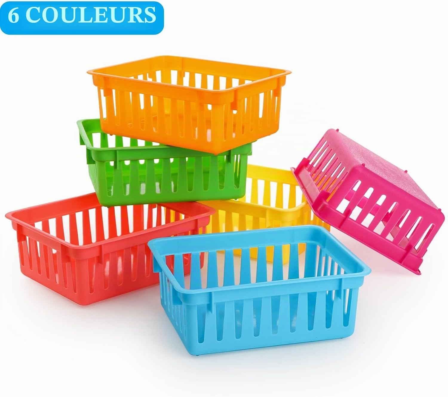 Detalle 2 de DEAYOU Lot de 24 paniers de rangement colorés pour salle de classe – organisation pratique et modulable