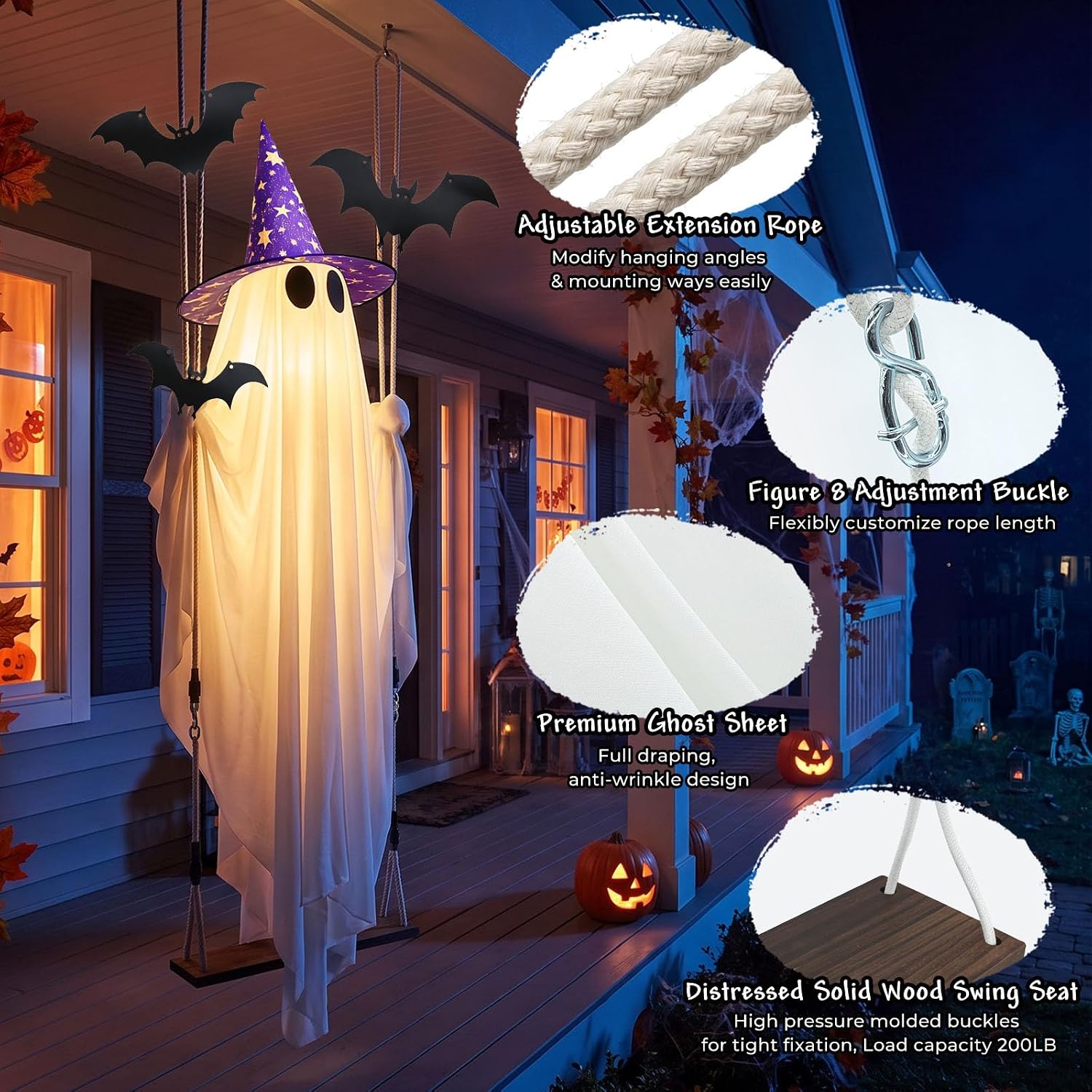 Detalle de Hanging Halloween Ghost Decor, 11-Foot