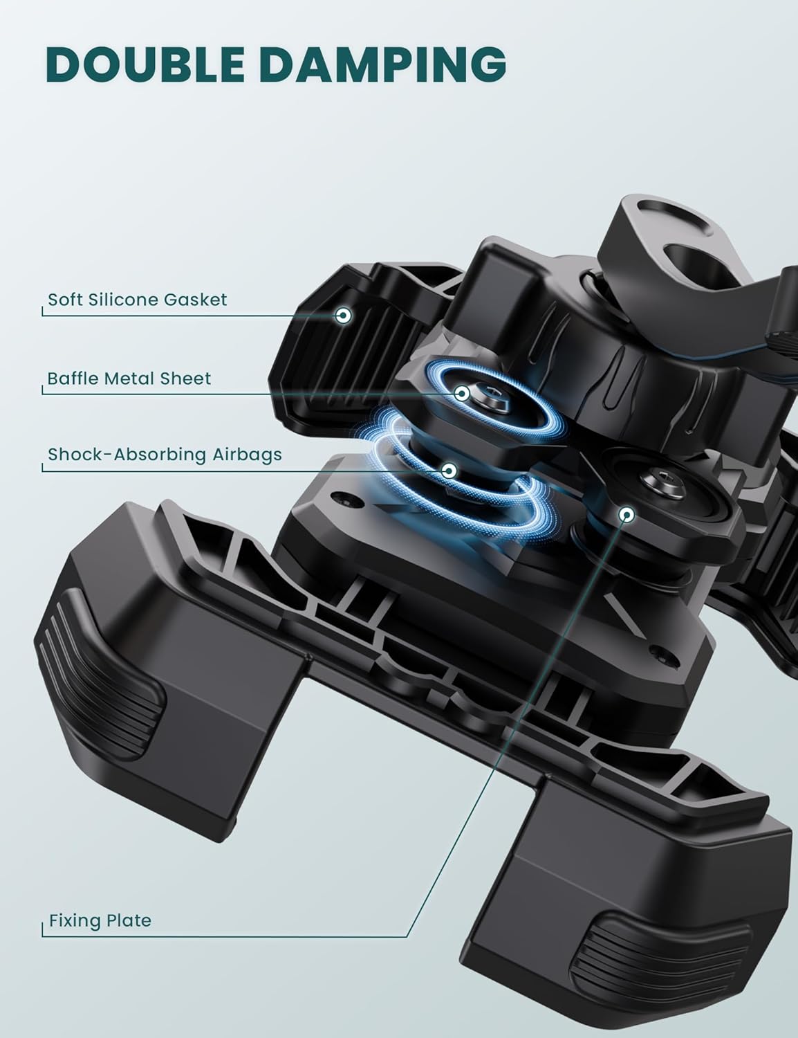 Thumbnail 2 de GREFAY Motorcycle Phone Holder with Dual Anti-Vibration and 360° Rotation