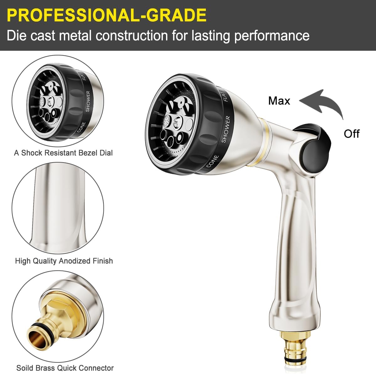 Thumbnail 2 de FANHAO Professional Metal Thumb Control Hose Spray Gun with 8 Patterns