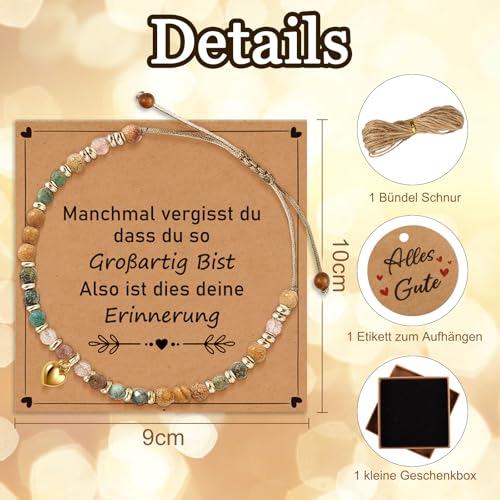 Detalle 2 de TUZELIYA Inspirierendes Natursteinarmband – Mutmacher Geschenk für Frauen
