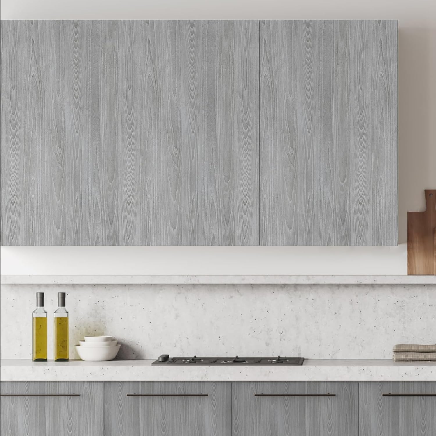 Detalle 2 de Honcet Vinyl Wrap Wood Effect 60x500cm – Self-Adhesive Grey Wood Grain Wallpaper for Furniture and Surfaces