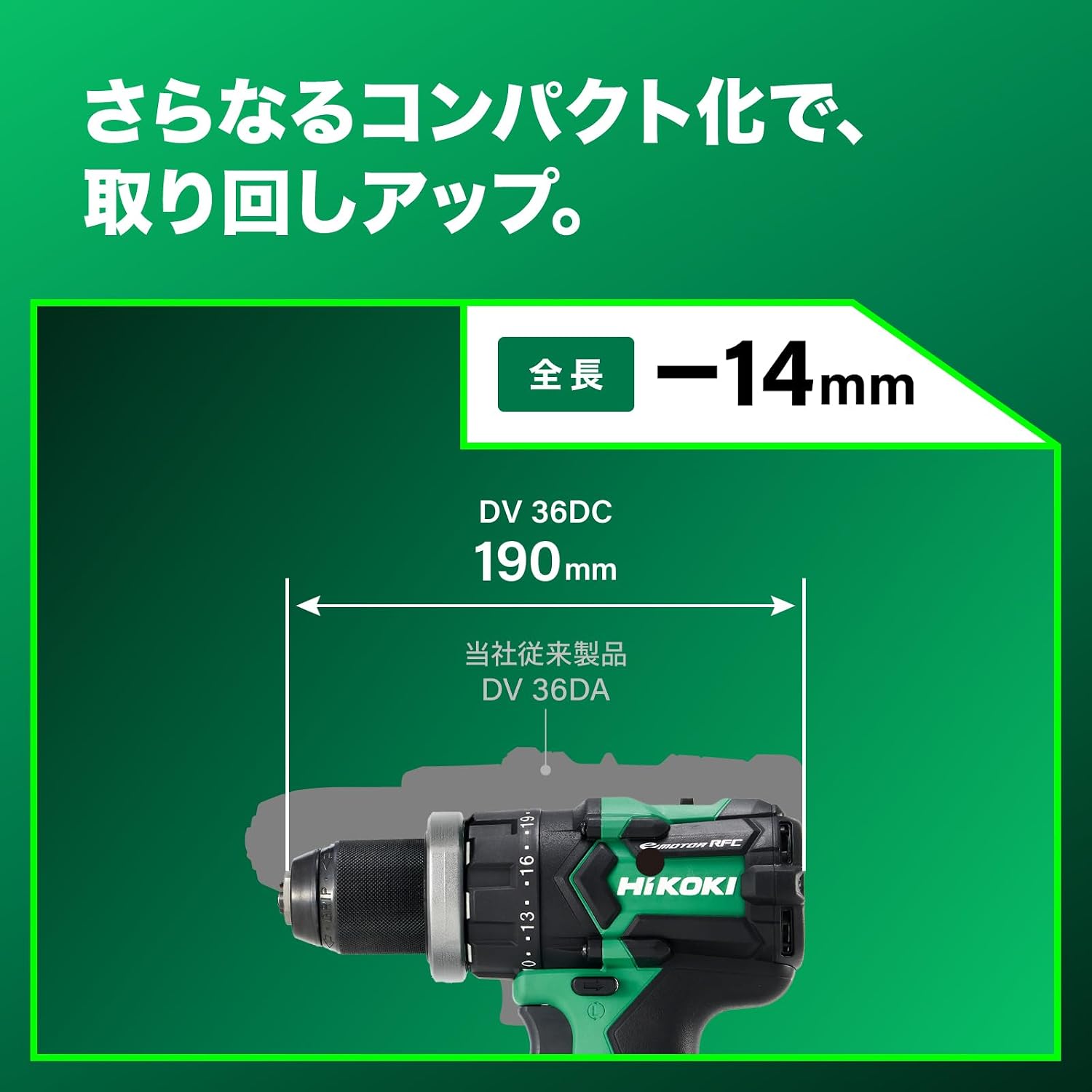 Detalle de HiKOKI DV36DC 36V充電式振動ドライバードリル 最大トルク155N・m、蓄電池・充電器・ケース付