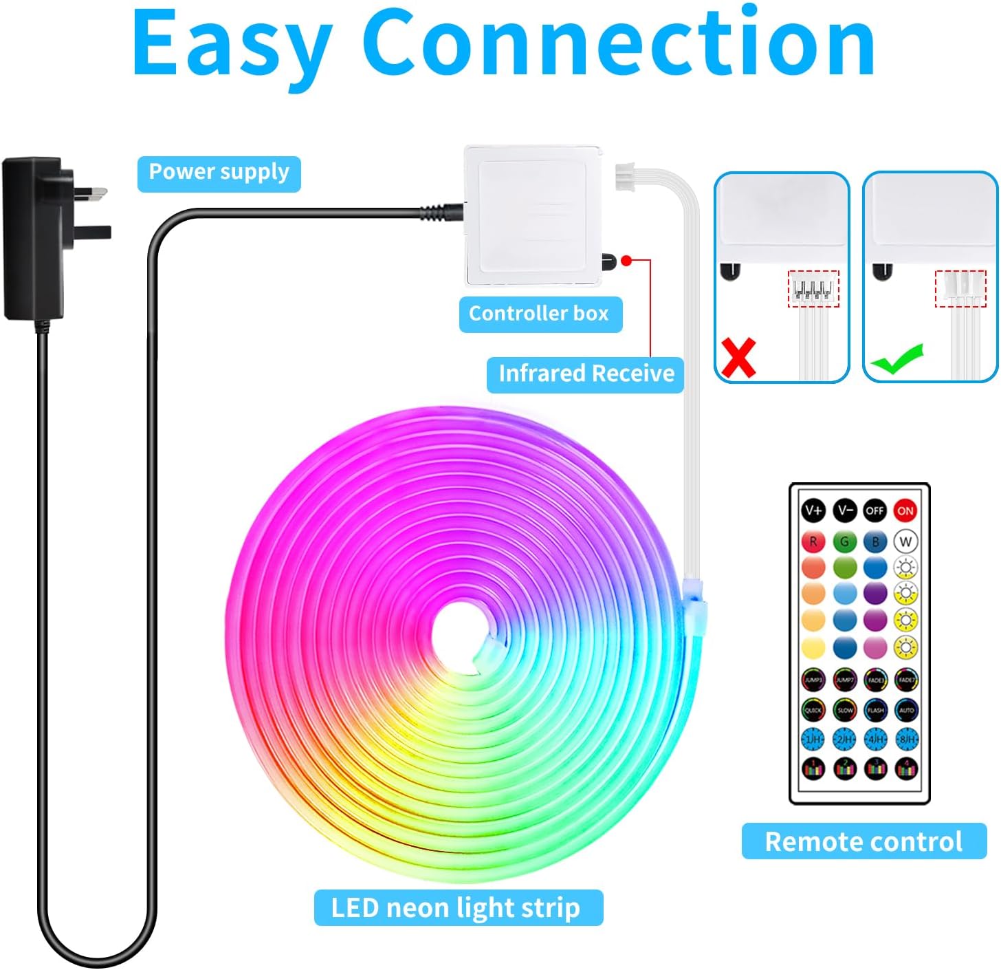 Thumbnail 6 de Segrass 20M LED Neon Lights Strip — RGB, DC 24V, Waterproof Flexible Neon Rope Light with App & Remote Control