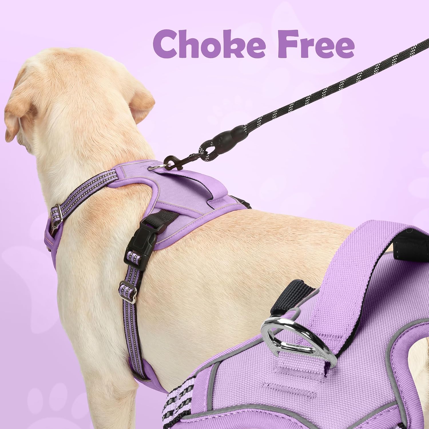 Detalle de Funfox Dog Harness Medium (Purple M) No Pull Harness with Front Clip & Vertical Handle