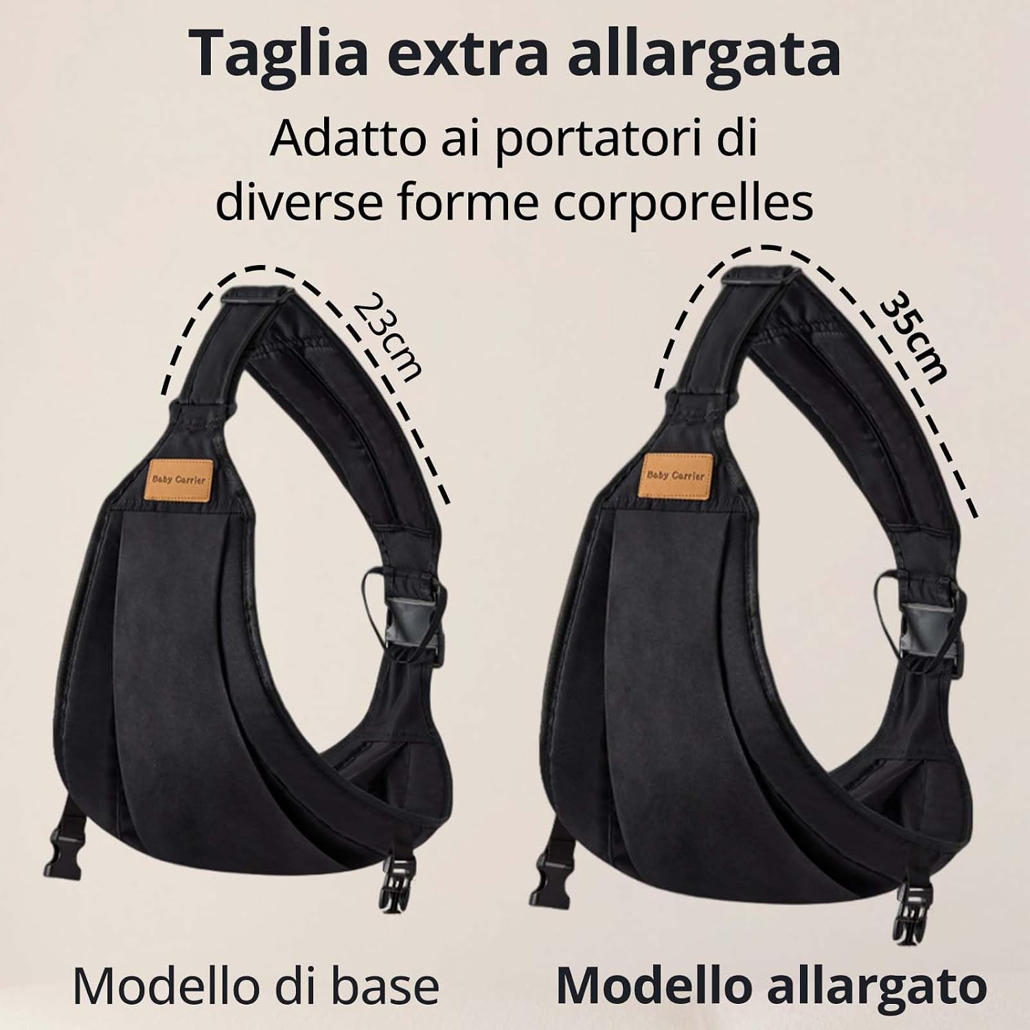 Detalle de Porte-Bébé Sling Grande Taille - JOYNCLEON, Design Adjustable Étendu – Certifié ASTM (PLUS-Noir)