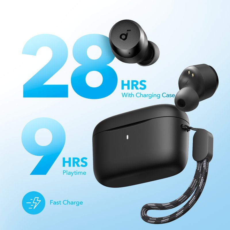 Detalle de Soundcore A25i: auriculares Bluetooth con estuche de carga y IA, para un sonido personalizado