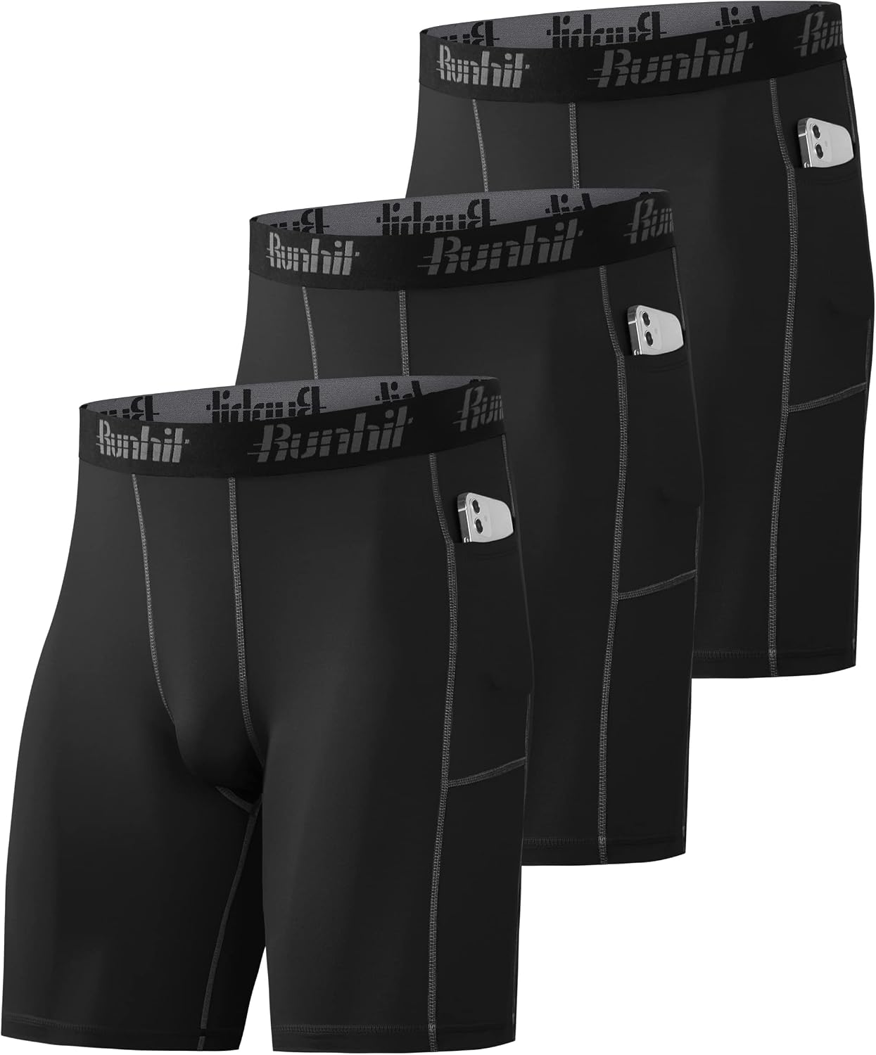Detalle de Herren Kompressionsshorts Runhit 3er Pack