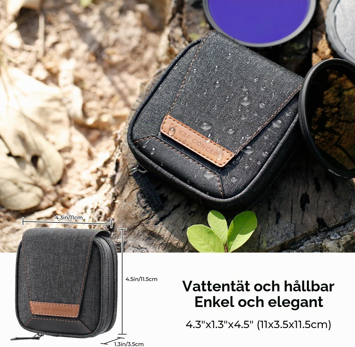 Detalle de K&F Concept filterfodral för fyra objektivfilter upp till 95 mm