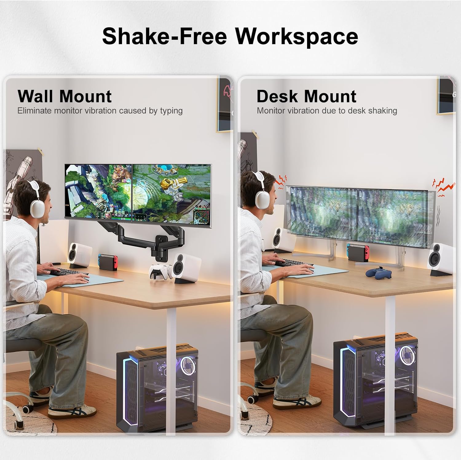Thumbnail 6 de HUANUO Monitor Wandhalterung 2 Monitore
