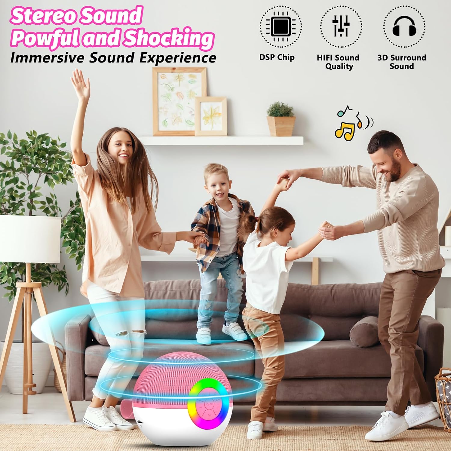 Thumbnail 1 de goopow T97 Mini Karaoke Machine with Bluetooth, Wireless Mics and LED Lights