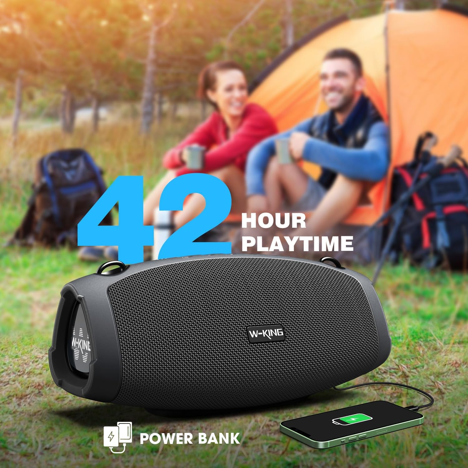 Thumbnail 6 de W-KING Bluetooth-Lautsprecher (70 W RMS/120 W Peak) mit kabellosem Mikrofon, IPX6 – Outdoor-Box für Musik & Ansagen