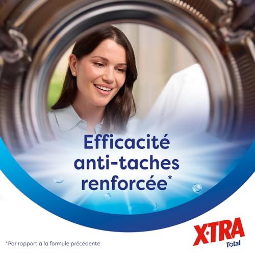 Detalle de X-TRA Total Lessive Liquide Tout en 1 – Efficacité anti-taches renforcée, cycle court, Éclat et Fraîcheur (85 lavages)
