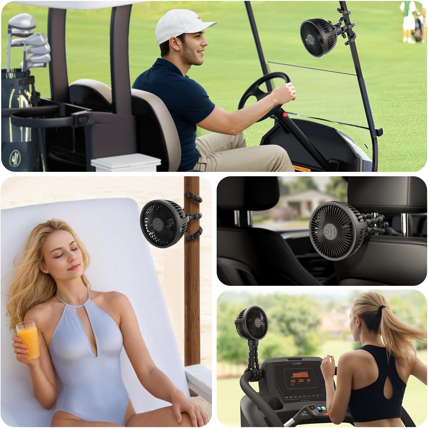 Thumbnail 5 de GUSGU Large Stroller Fan Clip-on with Flexible Tripod & Rechargeable Battery (Black)