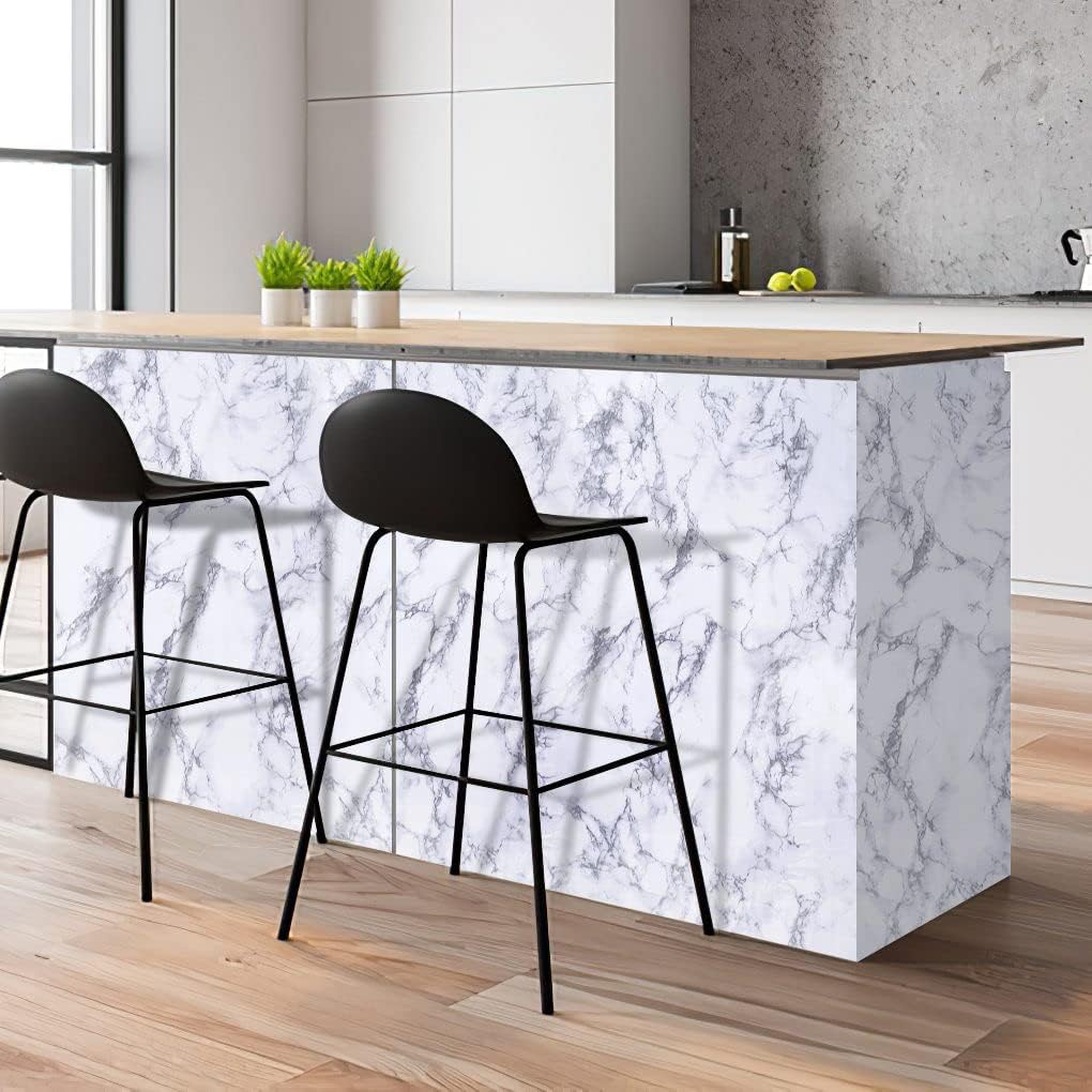 Detalle de Arthome WALL DECOR White/Gray Marble zelfklevende vinylfolie, 44 cm x 6 m