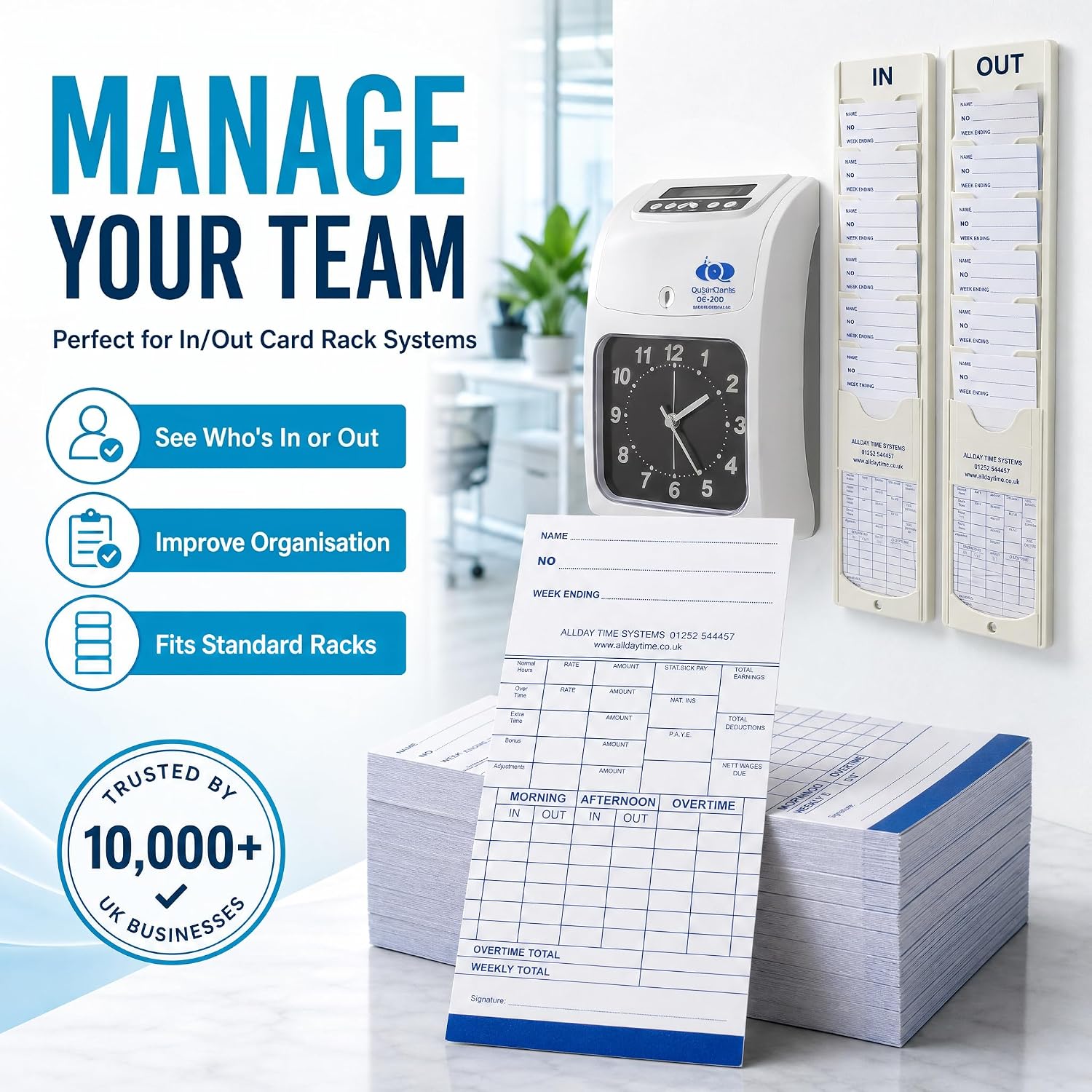 Detalle de QuickClocks Weekly Clocking in Cards (Pack 1000) for QC500N, QC500D and QC400 Clocking In Machines
