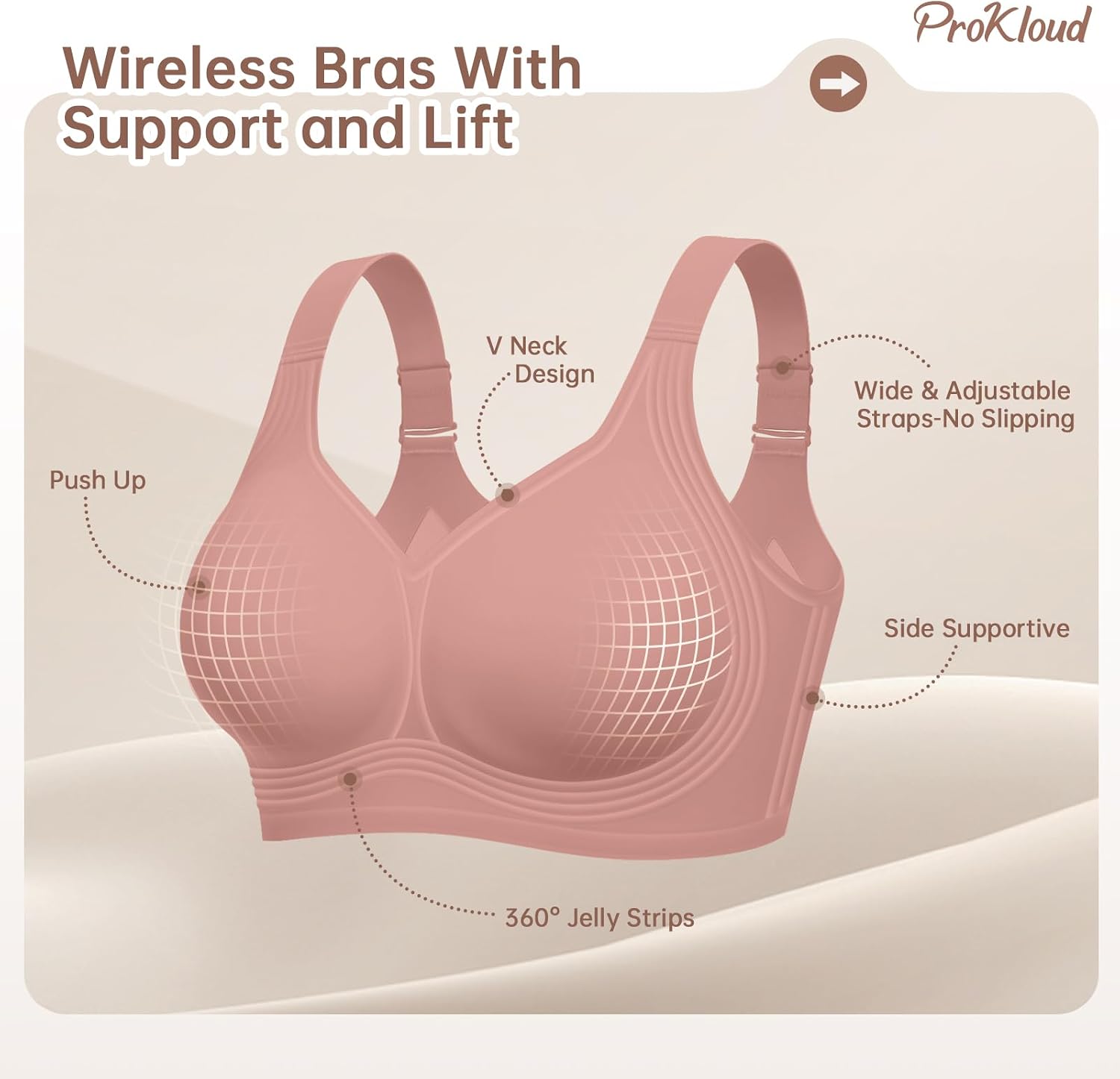 Thumbnail 4 de ProKloud Wireless Full-Coverage Bra with Semi-Fixed Pads