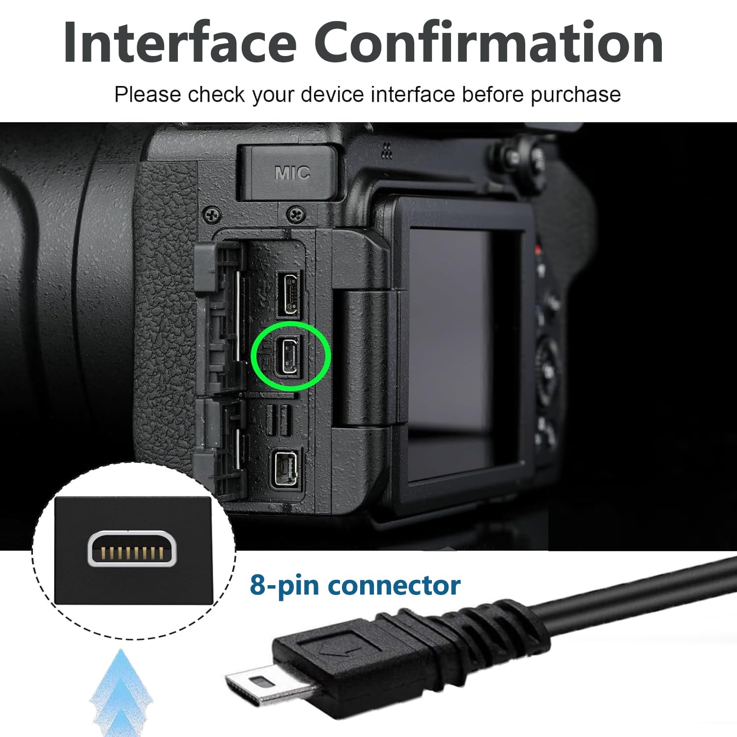 Detalle de USB Photo Transfer Charging Cable: USB-C to UC-E6 for Nikon Cameras (1.5m)