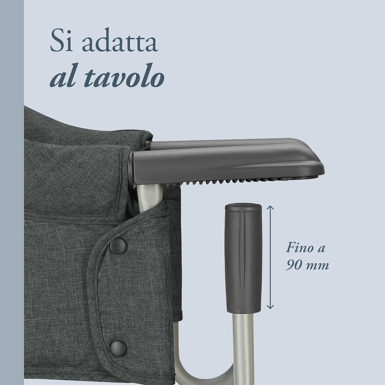 Detalle de Inglesina Fast: Seggiolino da Tavolo Pieghevole in Grigio Scuro, sicuro, lavabile e ultra-portatile