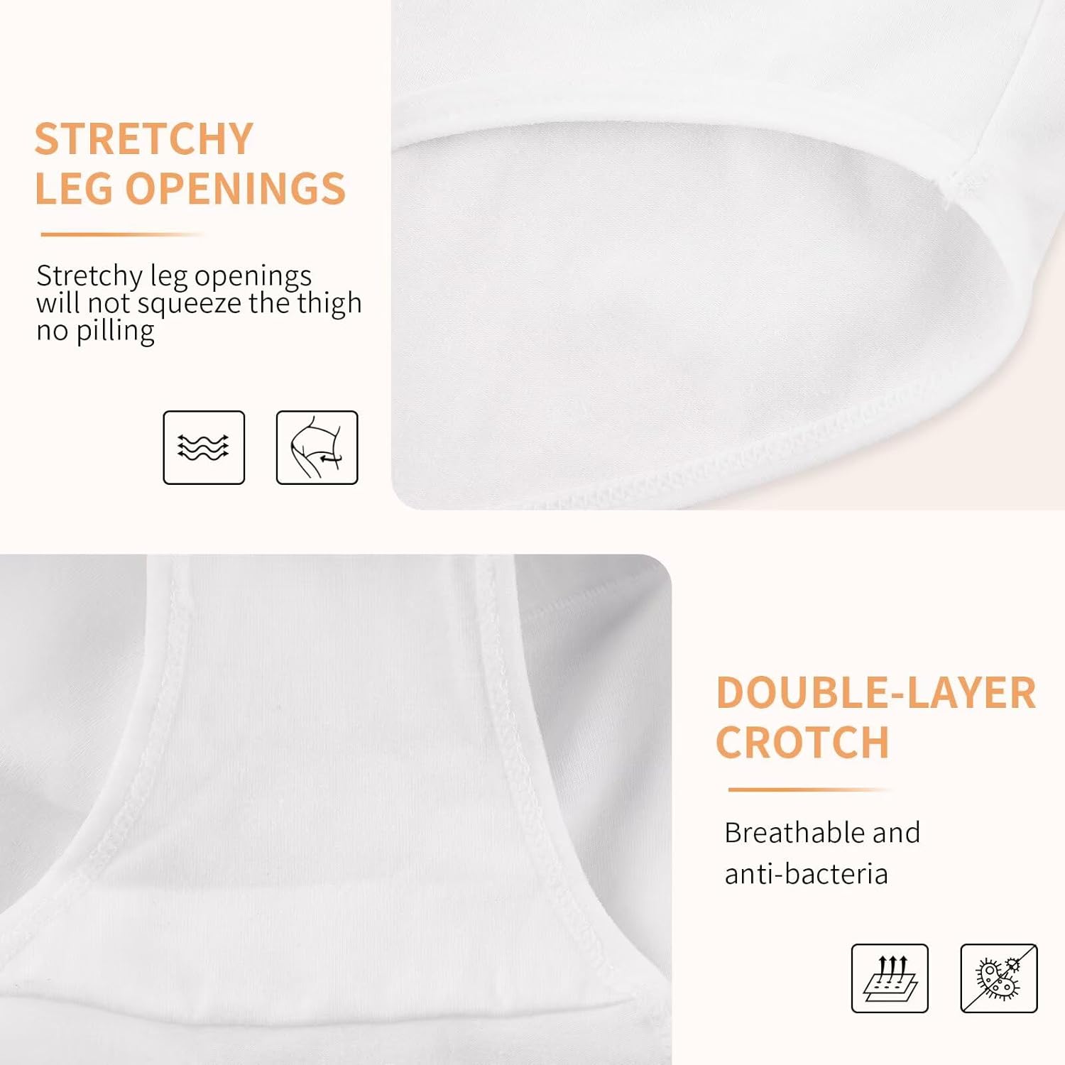 Detalle 2 de NUOZA Damen Taillenslip aus Baumwolle – 5er Pack High-Waist Unterhosen (atmungsaktiv)