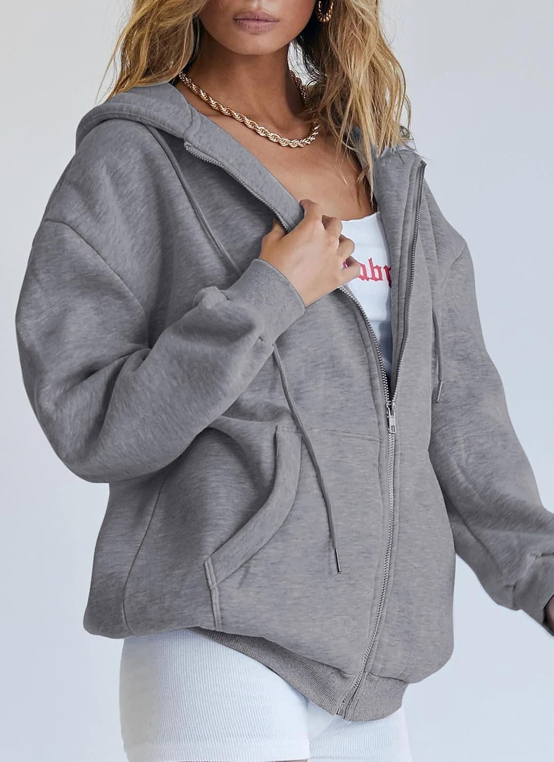 Detalle de PRETTYGARDEN Women's 2026 Spring Zip Up Y2K Hoodie Jacket with Pockets