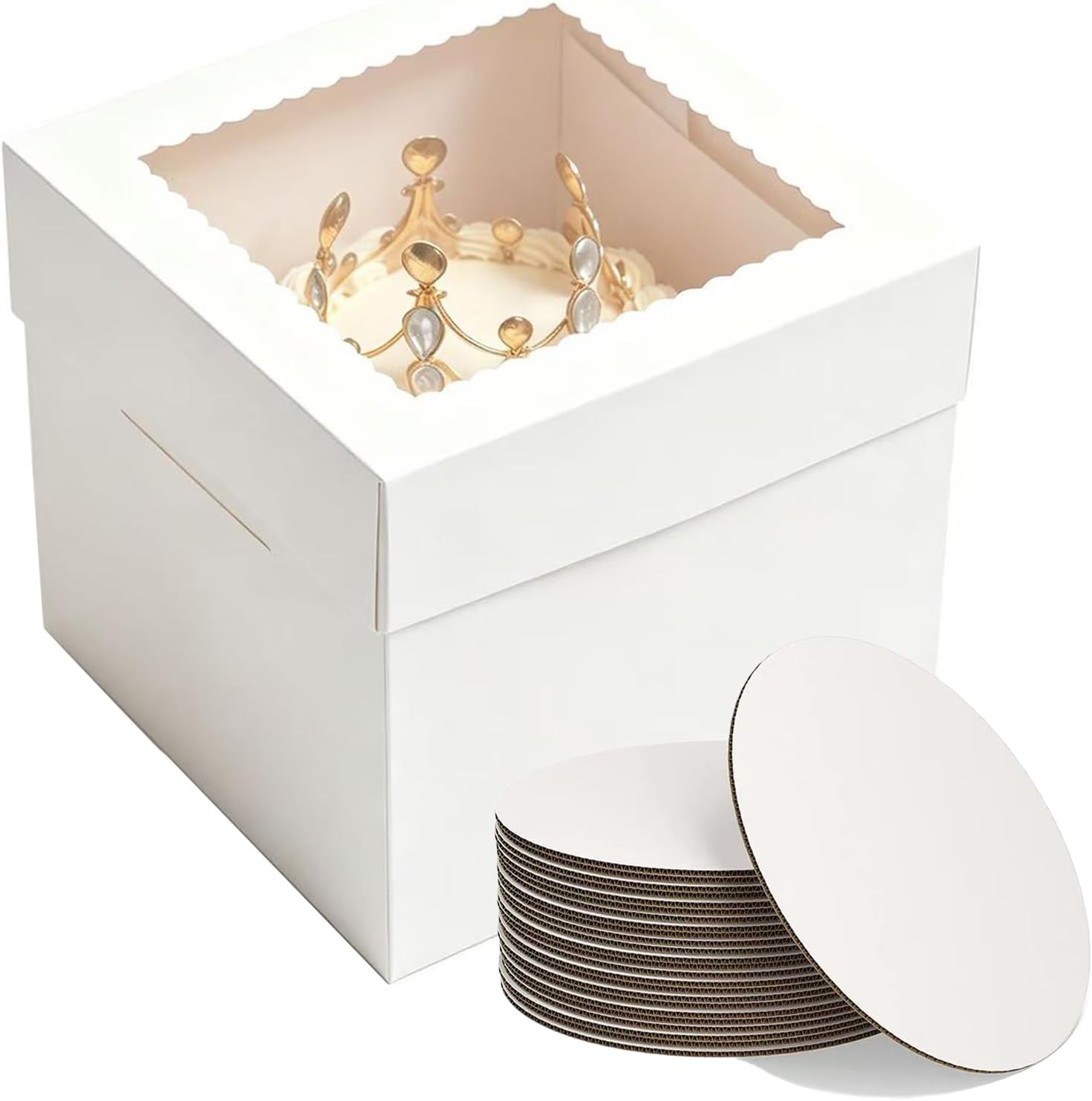 Detalle de CUESVAP Cabx-10in taartdozen van 25,4 cm met venster en taartplateaus, set van 5