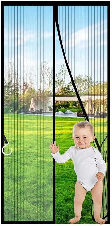 Detalle de QNLONG 345-024-271 Magnetic Screen Door for 36 x 80 in Doorways, Black