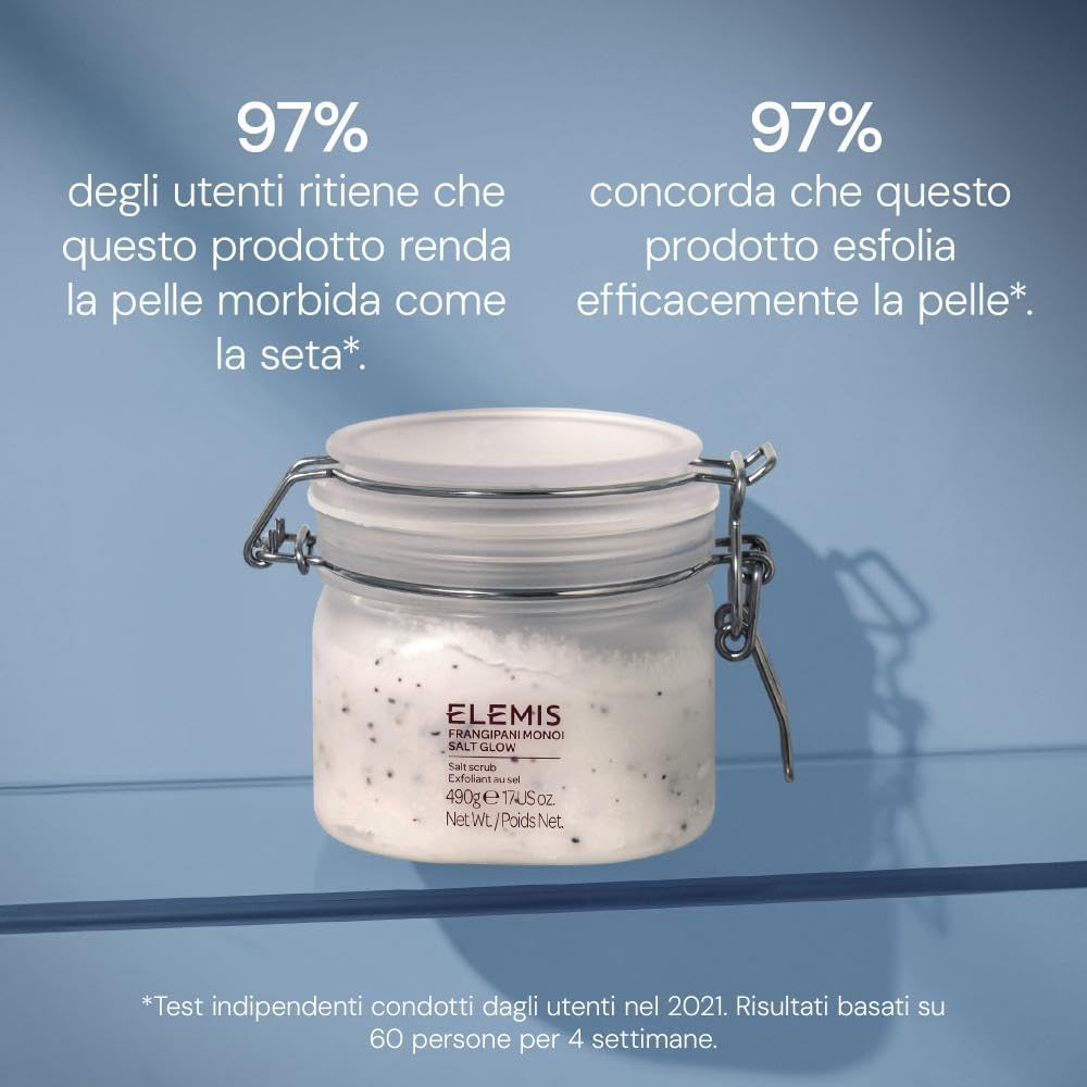 Detalle de Elemis Frangipani Monoi Salt Glow Body Scrub – Scrub esfoliante corpo al sale con Monoi e Frangipani, 490 ml