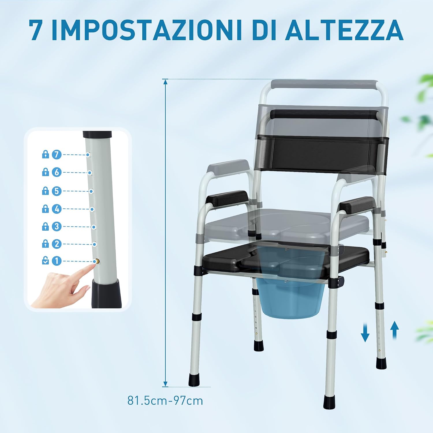 Thumbnail 4 de HOMCOM Silla WC Plegable 150 kg