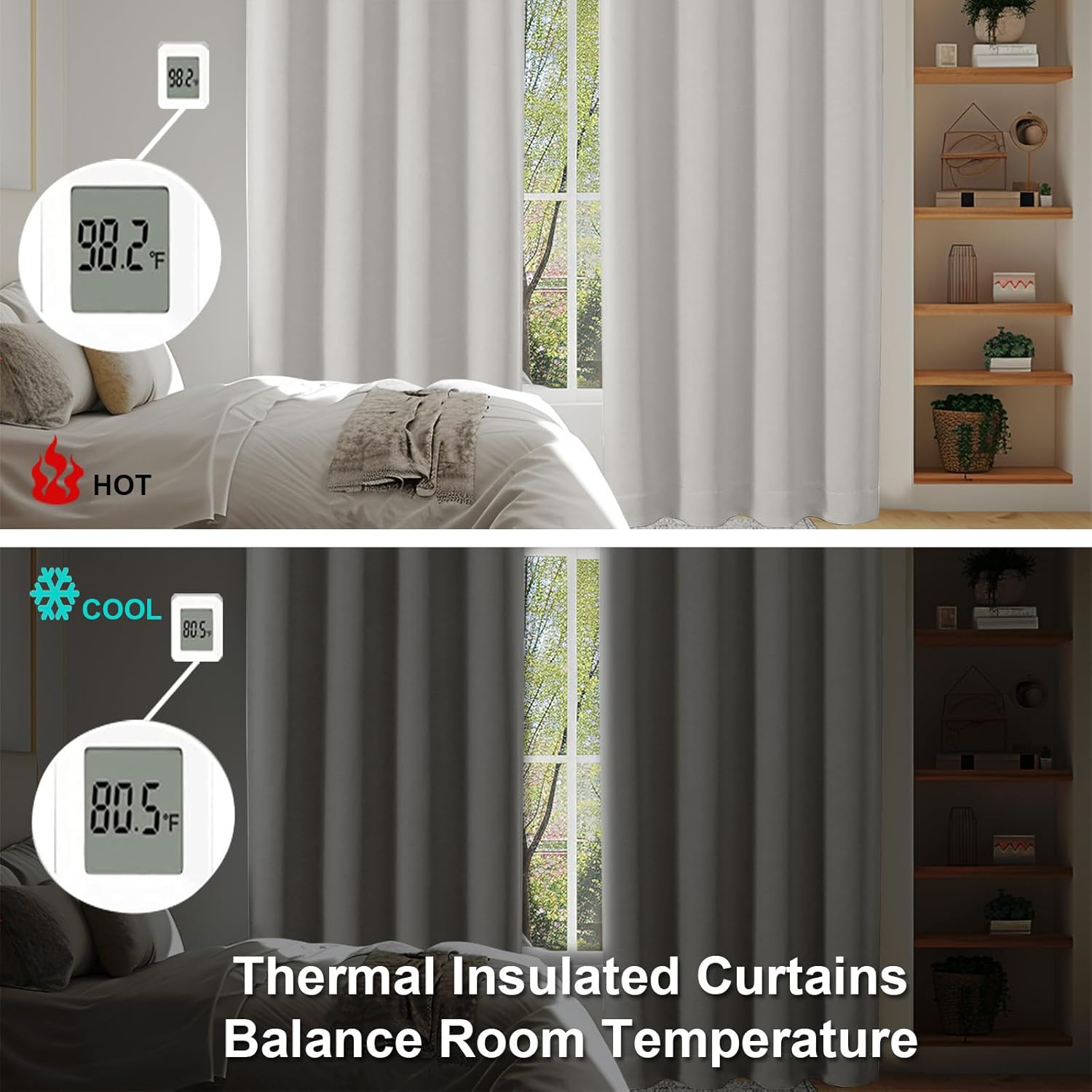 Thumbnail 4 de Simplebrand Ava Natural Blackout Curtains – 2 Panels, 90-Inch Long, Solid Blackout for Bedroom and Living Room