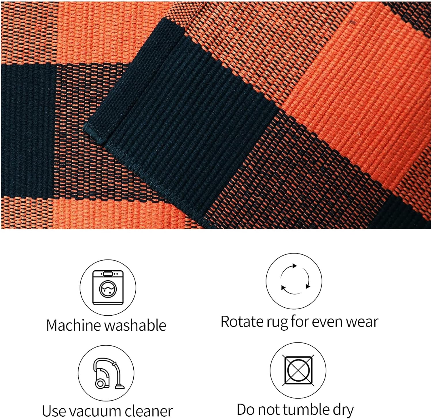Detalle 1 de SEEKSEE Rug-SKS 3' x 5' Cotton Buffalo Plaid Entryway Rug