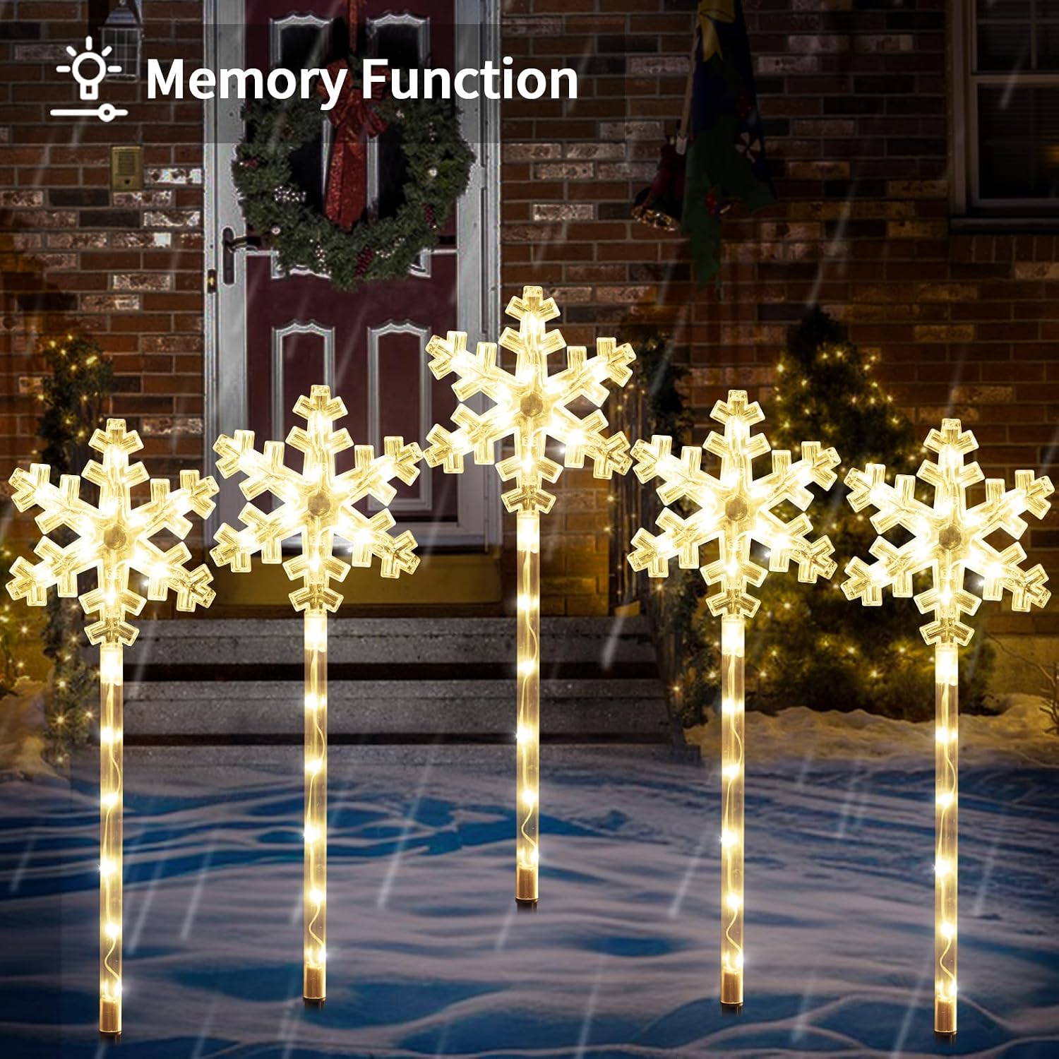 Detalle 2 de BRIGHTDECK Solar Snowflake Pathway Lights, 20-Pack