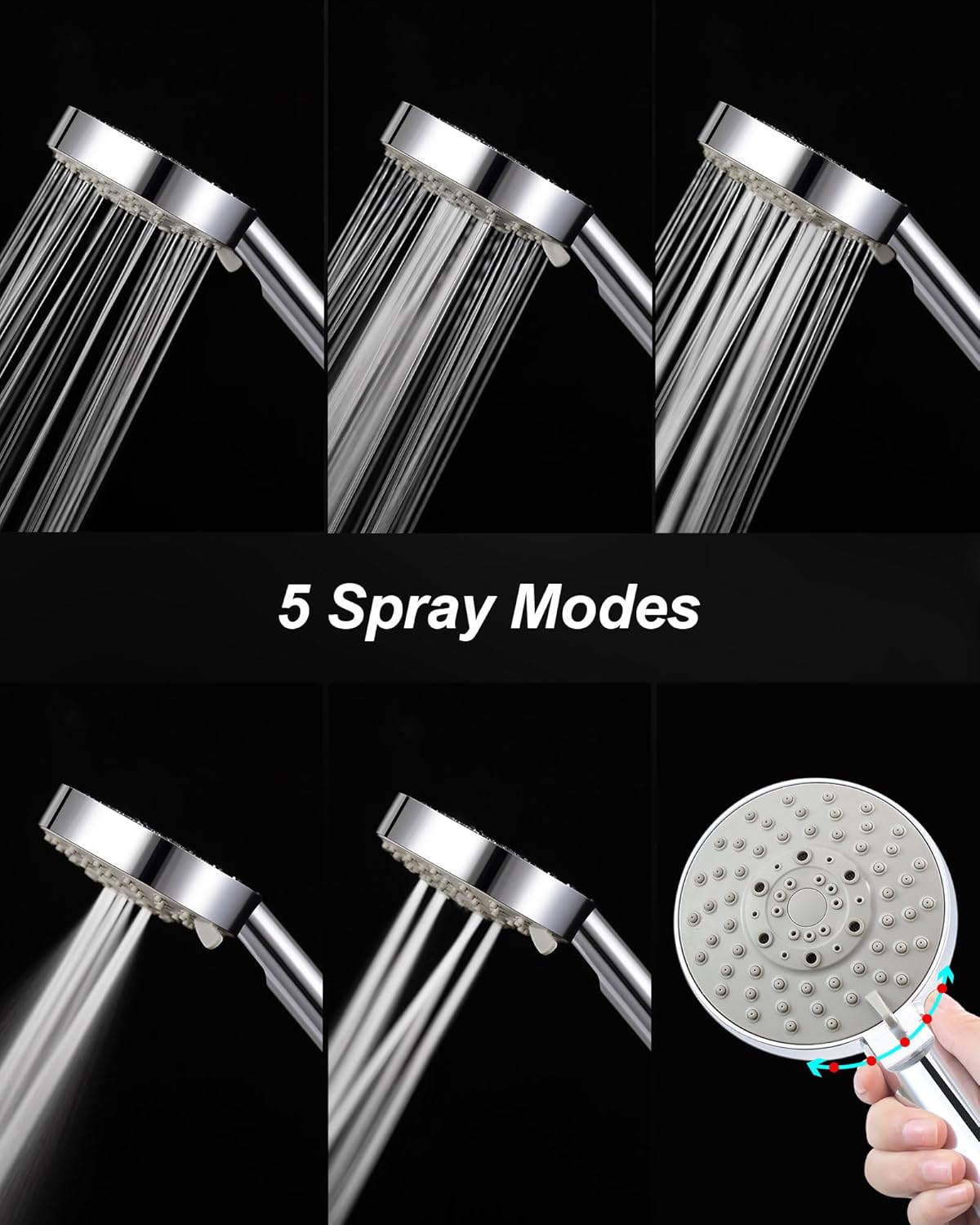 Thumbnail 5 de Magichome Shower Head and Hose 2M — High Pressure, 5 Spray Modes, Universal UK Fit