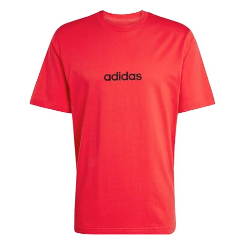 Detalle de Adidas Hombre Essentials Linear Single Jersey Shirt – Pure Ruby/Black (XXL)