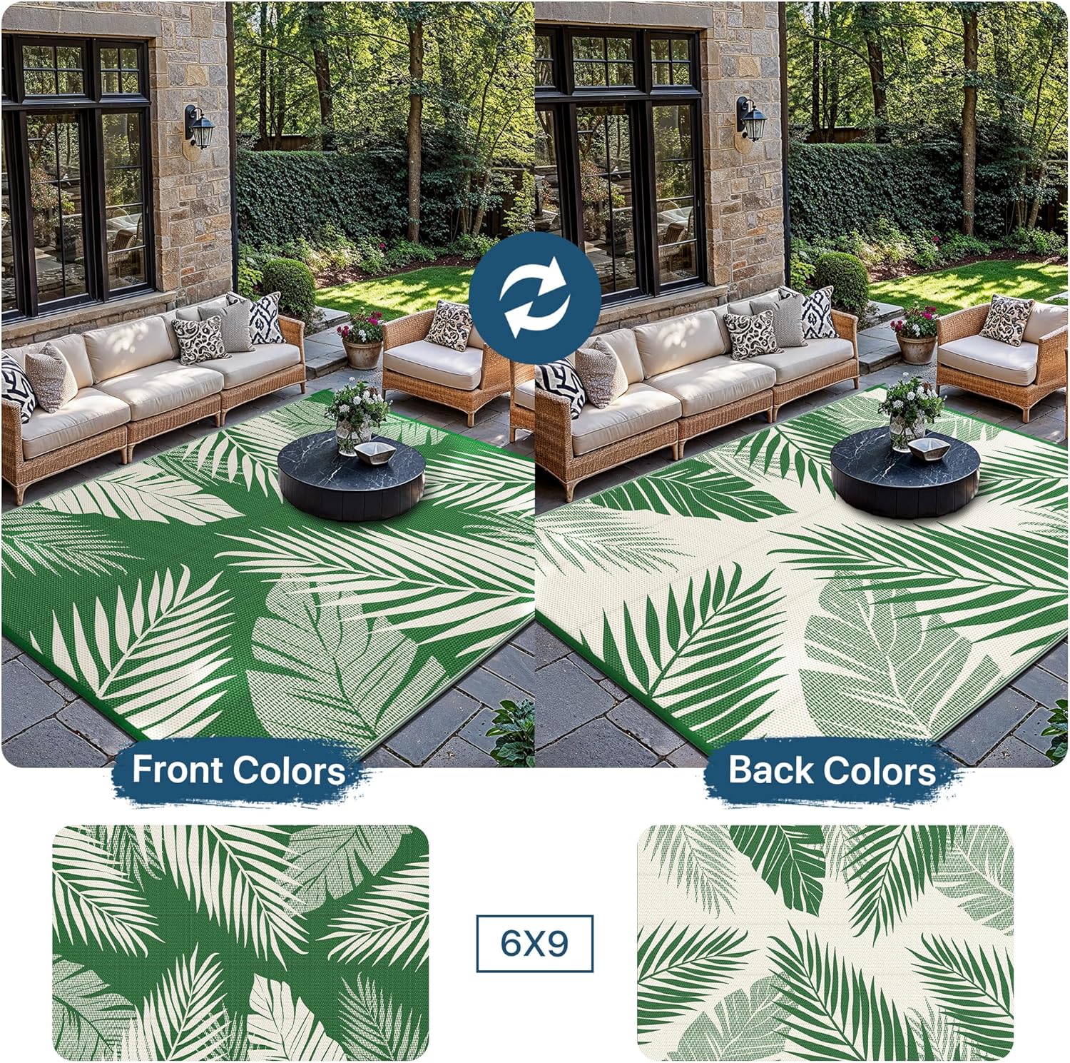 Thumbnail 3 de GENIMO Outdoor Rug 180x275cm – Waterproof Reversible Garden Carpet