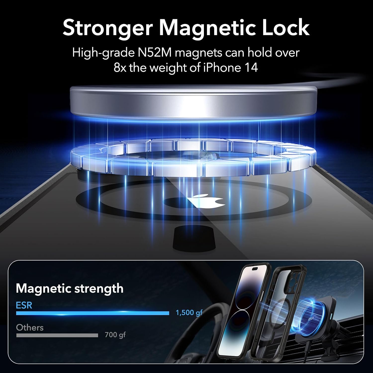 Detalle 2 de ESR Armor Series Case for iPhone 14 with MagSafe and Built-in 9H+ Glass Screen Protector