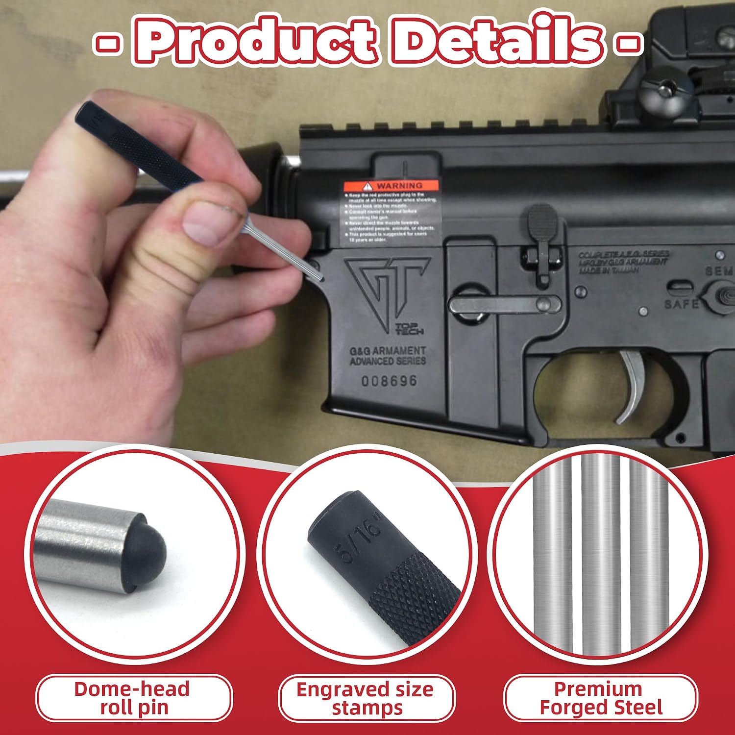 Thumbnail 1 de Roll Pin Punch Set, Steel