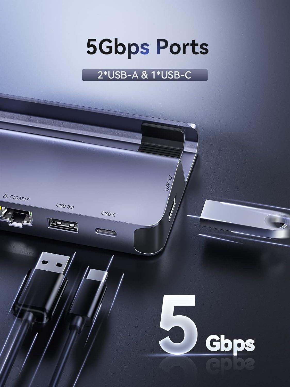 Thumbnail 5 de QUUGE Steam Deck Dock Dual Monitor (7 in 1) with HDMI 2.0, DisplayPort 1.4, 4K60Hz and 100W charging